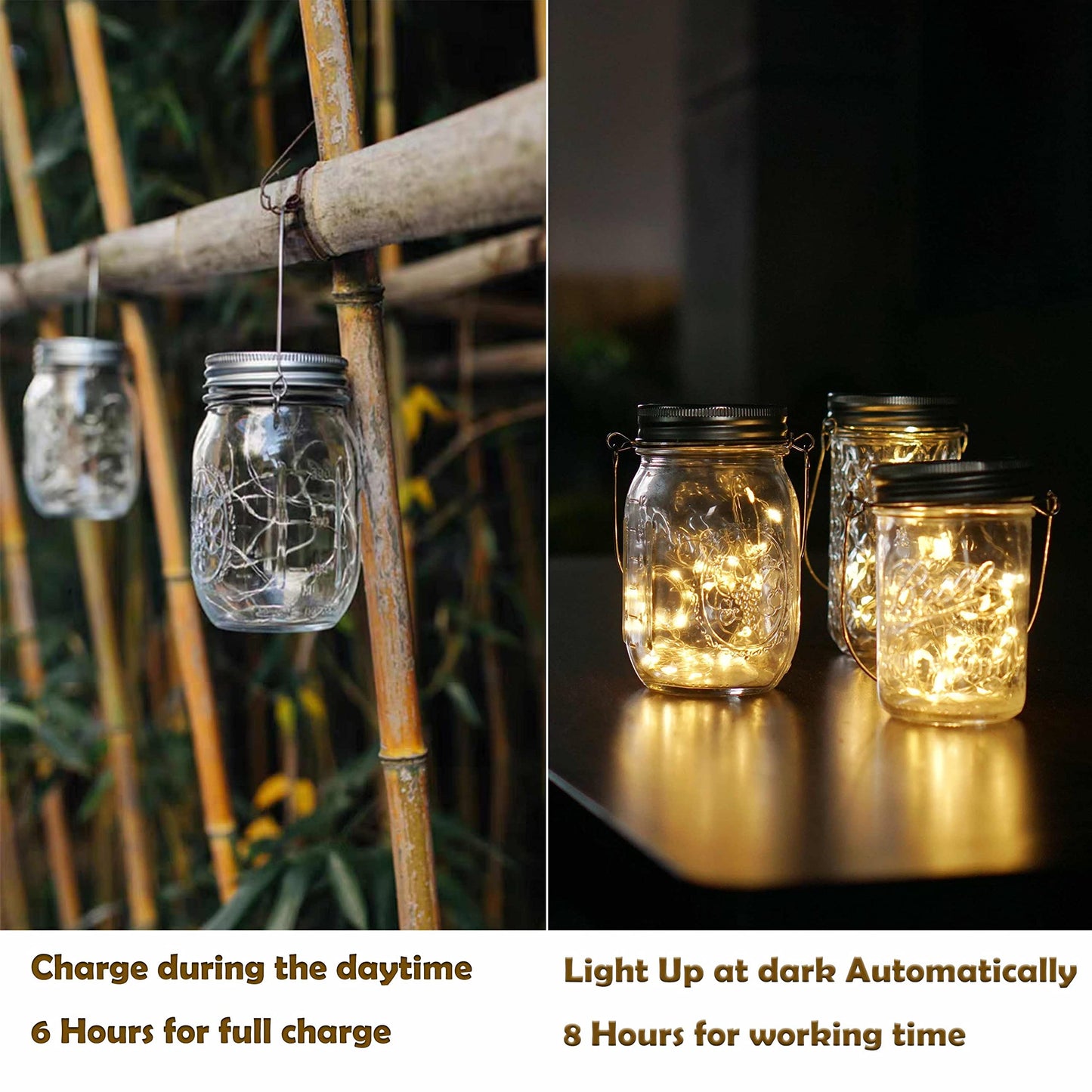 Decorman Solar Mason Jar Lid Lights, 6 Pack 10 LED Waterproof String Fairy Star Firefly Jar Lids Lights for Patio Garden Yard Lawn Party Wedding