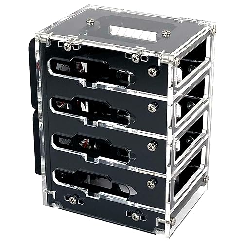 C4Labs Zebra Bramble Cluster Fan Case - Raspberry Pi 4B & 3B+ (4 Stack, Black Ice)