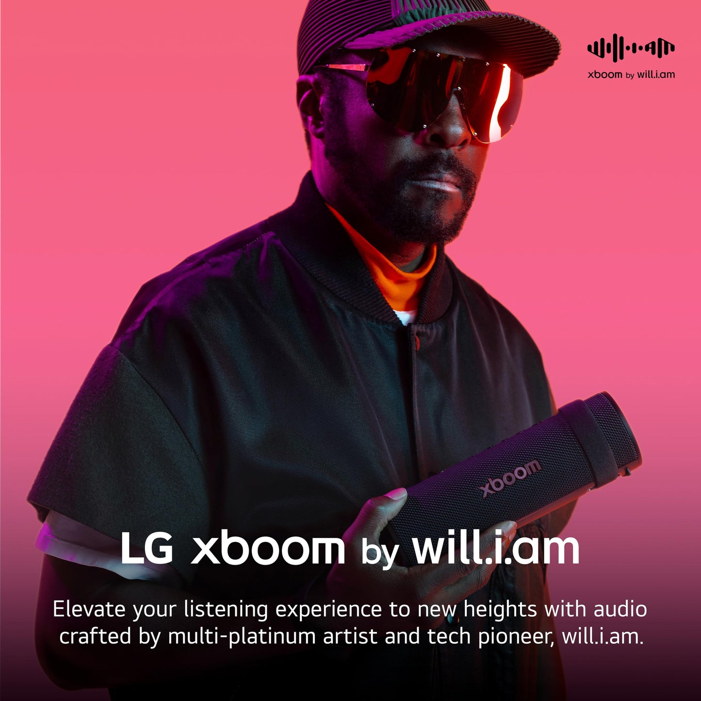 LG xboom Grab Core by will.i.am, Portable Outdoor Bluetooth Speaker for Sports and Athletes, up to 19 Hours, IP67 Dust and Water Resistant, Adjustable