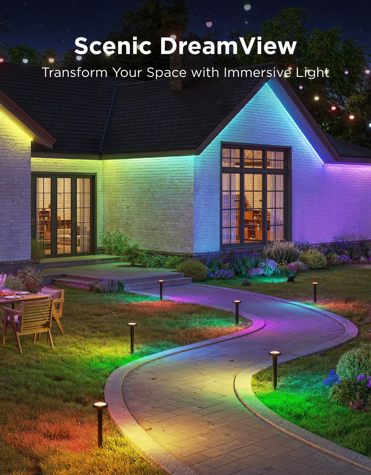 Govee Outdoor Pathway Lights 2, IP66 Waterproof Patio Lights, 60+ Scene Modes Landscape Lighting for Yard, Garage, Garden, Lawn, Outdoor Decor, Works
