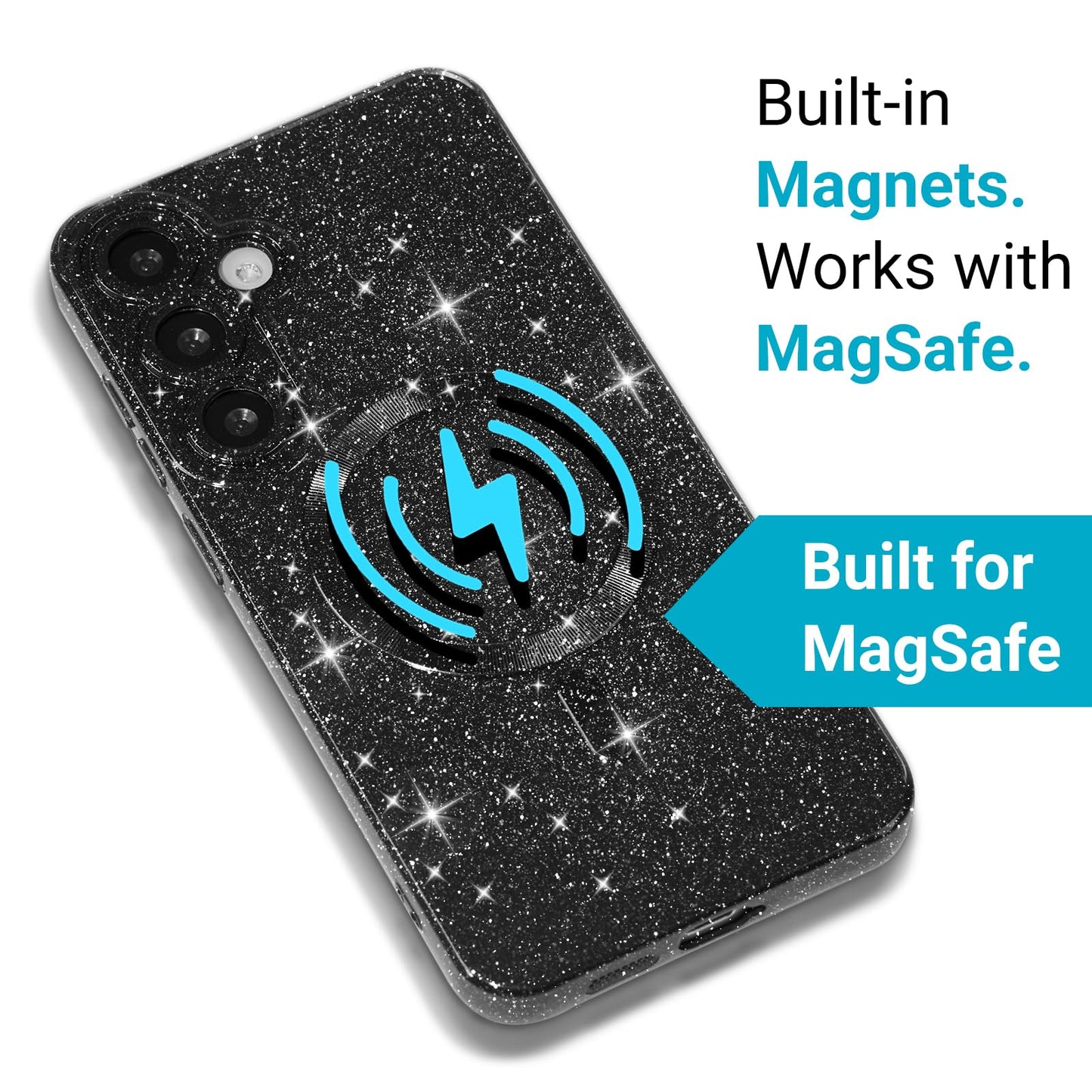 Svanove Glitter Case for Samsung Galaxy S22 Ultra Phone Case Magnetic Compatible with Magsafe, Sparkly Bling Sparkle Girly Cute Cases for Women