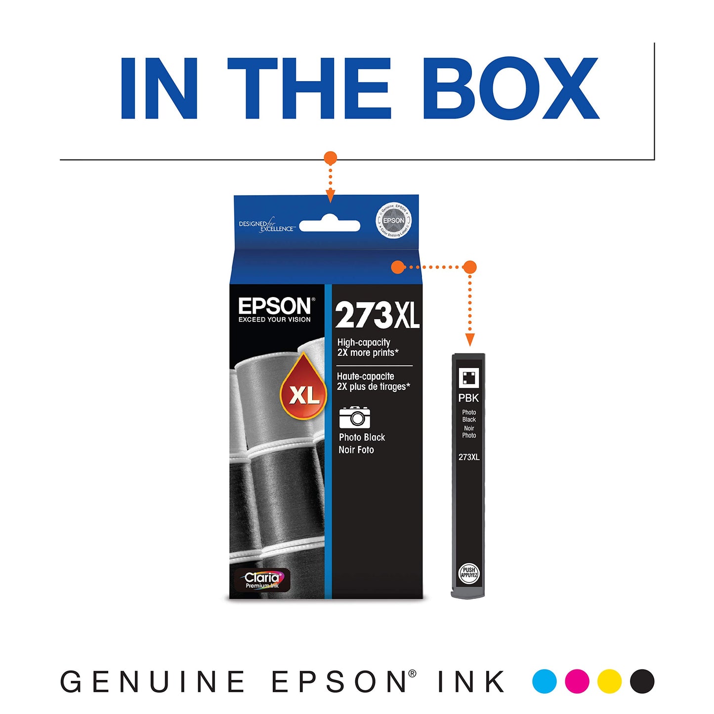 Epson 273 Claria Ink High Capacity Photo Black Cartridge (T273XL120-S) Works with Expression Premium XP-520, 600, 610, 620, 800, 810, 820