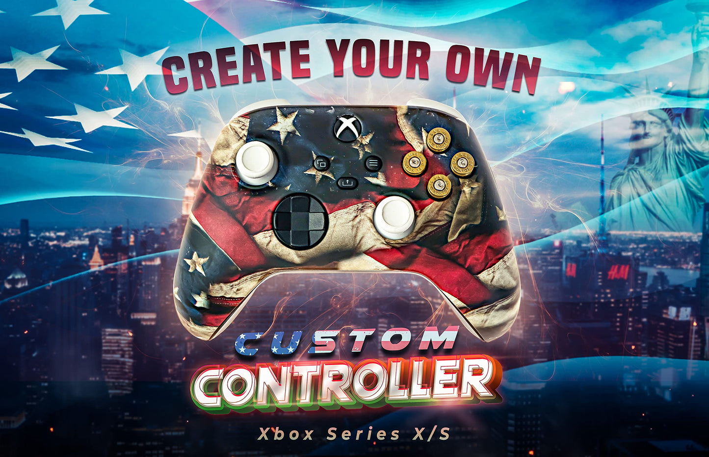Controller Bullet Buttons for Xbox One Series X S - Made With Real 9MM Spent Bullet Casings - Includes Tools