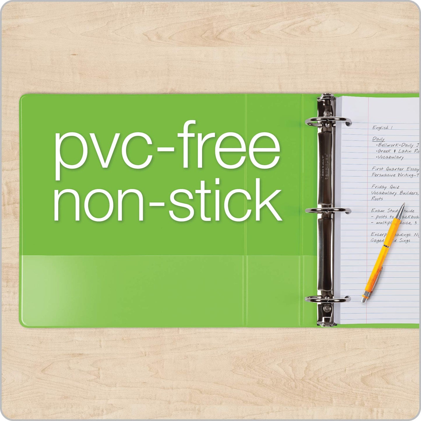 Cardinal 3 Ring Binders, Binders for School and Office, Durable 2 Inch Binder with Round Rings, Holds 475-Sheets, ClearVue Covers, Non-Stick