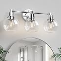 Espird 3 Lights Bathroom Vanity Light Fixtures Chrome, Bathroom Lights Over Mirror, Industrial and Farmhouse 3 Light Wall Sconce, Polished Chrome