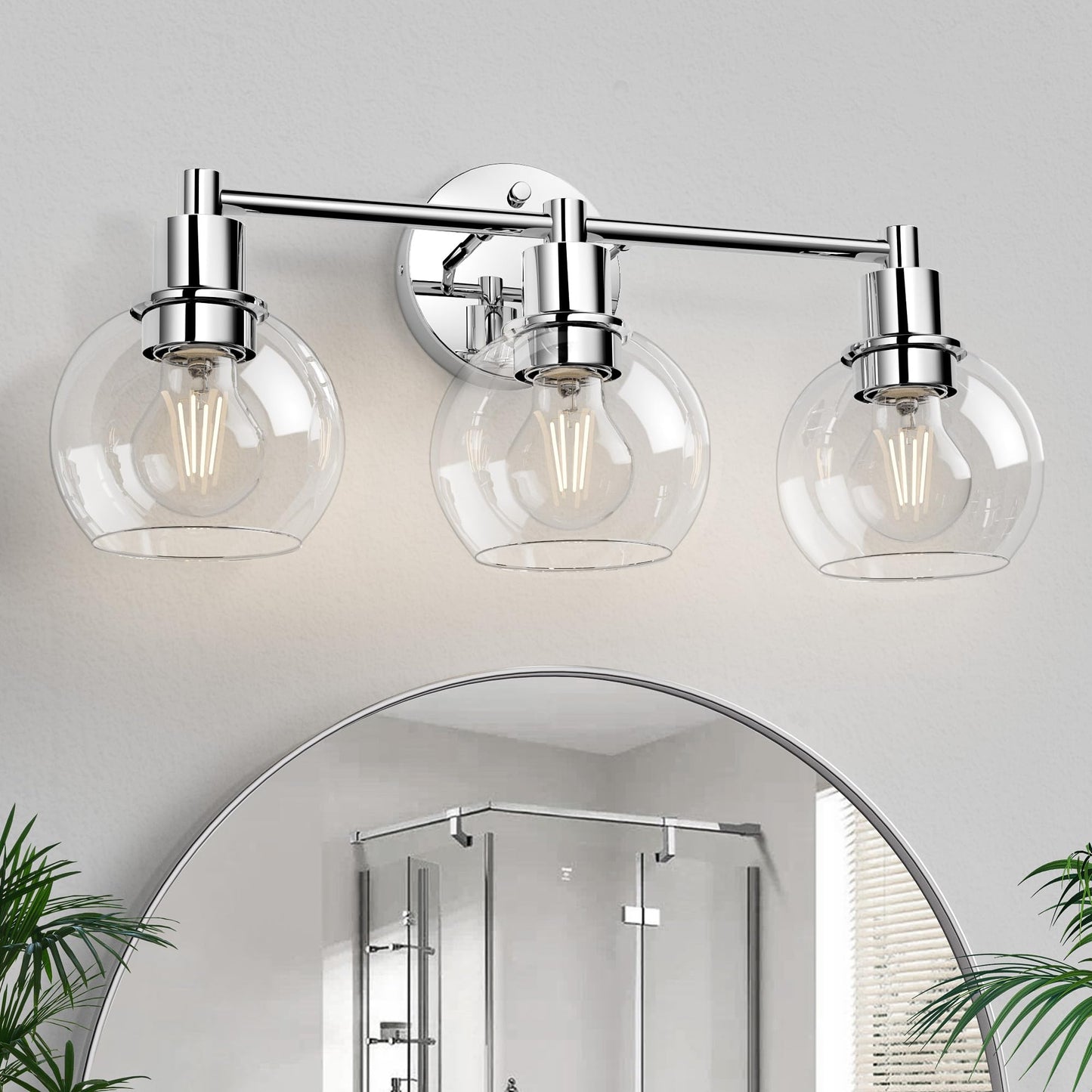 Espird 3 Lights Bathroom Vanity Light Fixtures Chrome, Bathroom Lights Over Mirror, Industrial and Farmhouse 3 Light Wall Sconce, Polished Chrome
