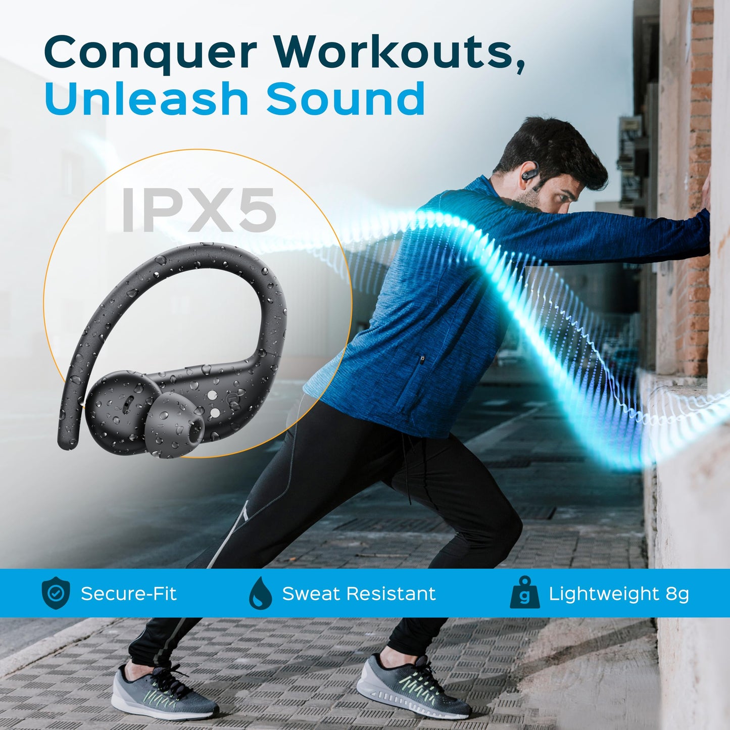 TREBLAB X4 Wireless Earbuds with Earhooks - 253H Battery, ENC Mic, Bluetooth 5.4, USB-C Charging Case, IPX5 Waterproof, Noise Isolating, for Calls…