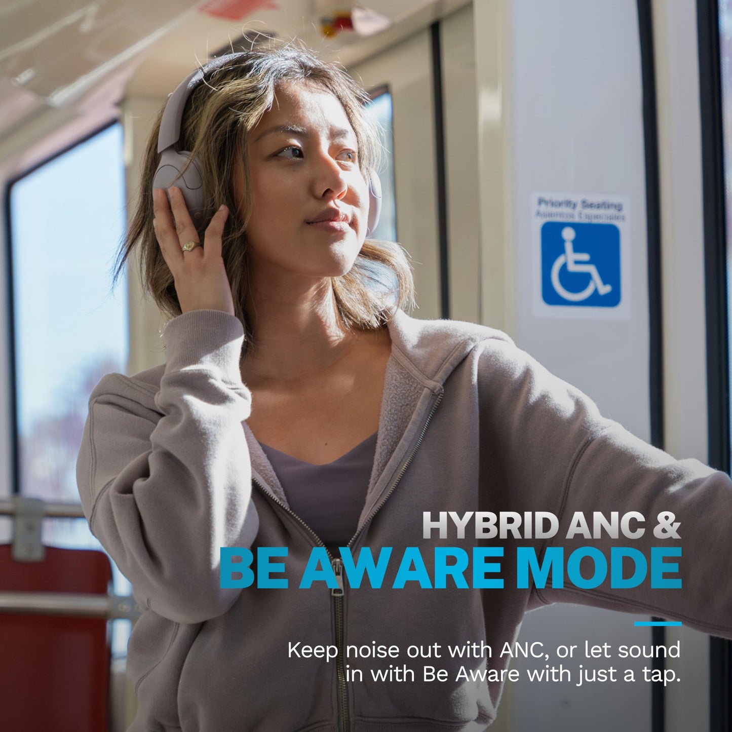 JLab, Go Lux ANC, On Ear Headphones, Active Noise Cancelling, Bluetooth, MultIPoint Connection, Mauve