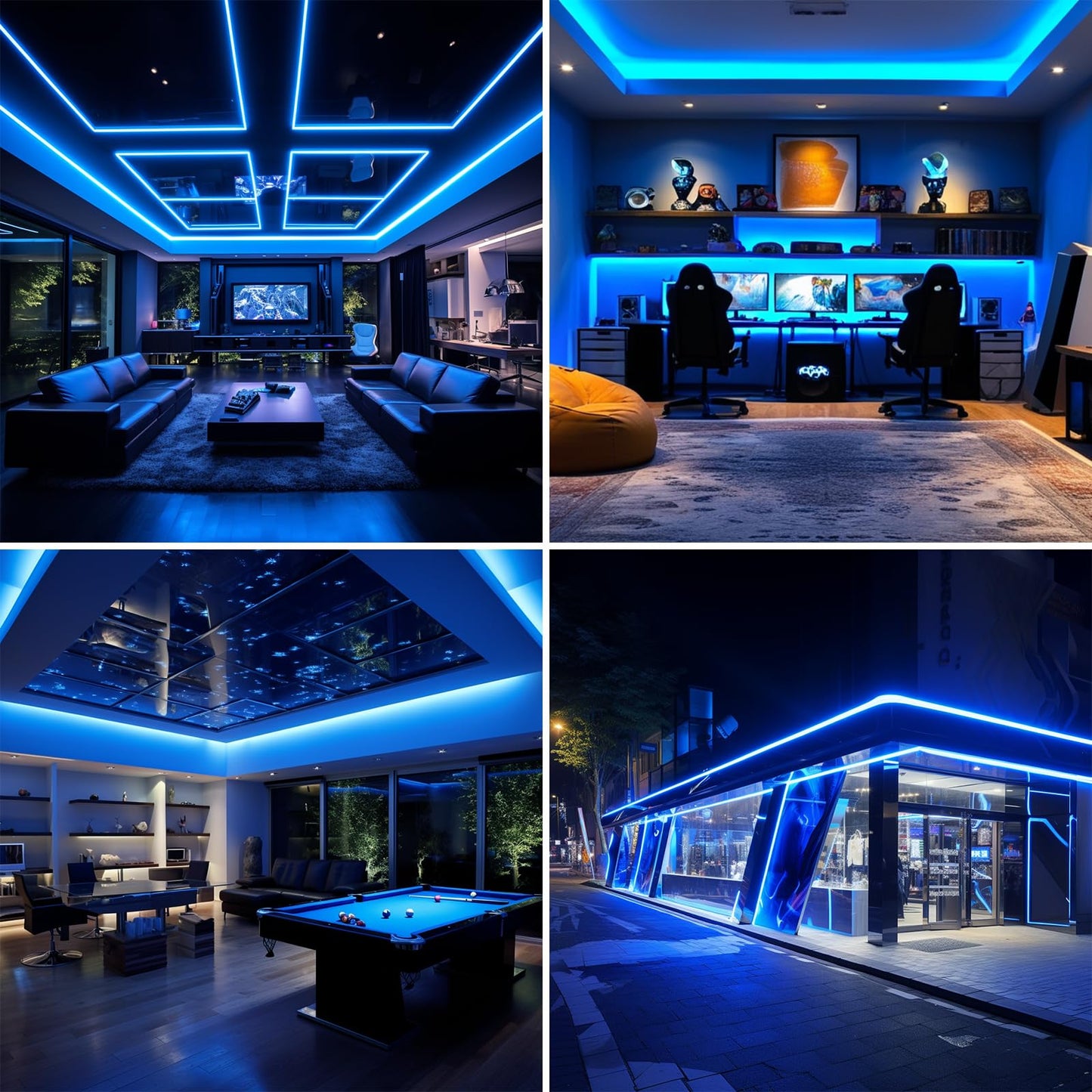 BENLUN AC 110V COB LED Strip Lights Outdoor Waterproof 65.6ft, Blue Super Bright 200W LED Rope Light, IP65 Flexible Cuttable, for Bedroom Garden