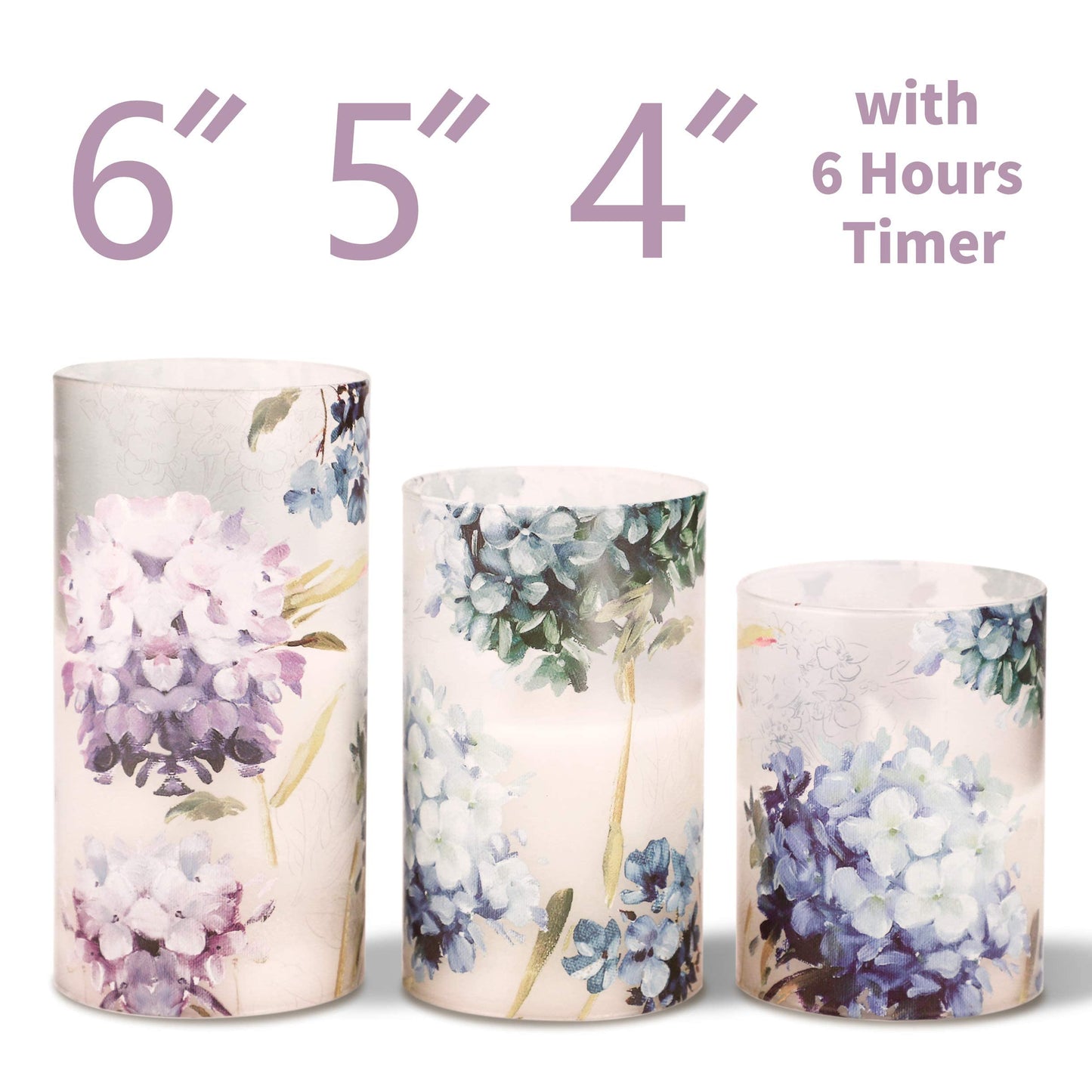 REVELBUNNY Blue Hydrangea Flameless Candles, Decorative LED Candles Flickering with Remote Timer, Battery Operated Real Wax Candles for Birthday Party