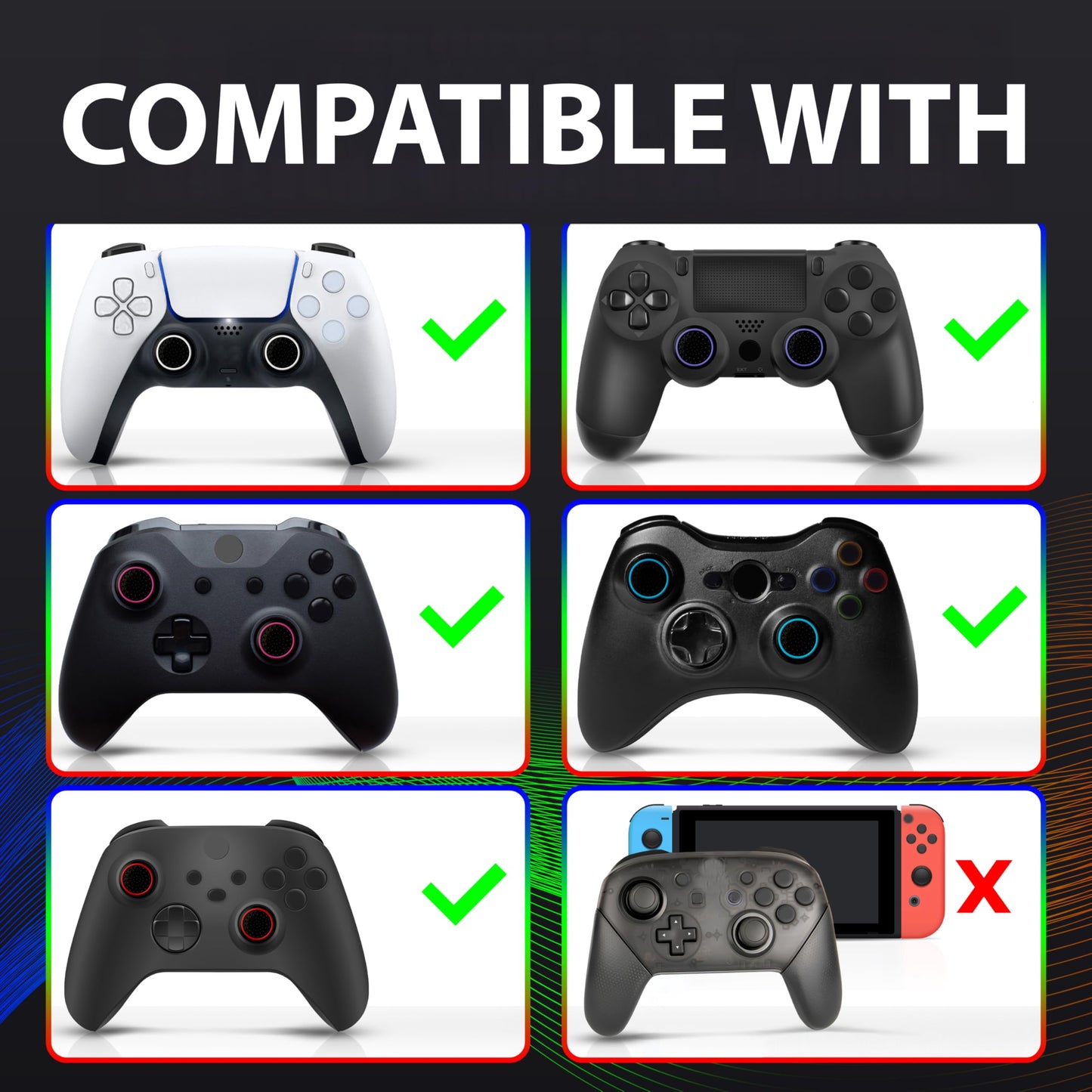 MatoSan 20 Thumbstick Grip Caps - Silicone Thumb Grips Compatible with PS5, PS4, Xbox Controller - Anti-Slip Joystick Cover - Controller Grips