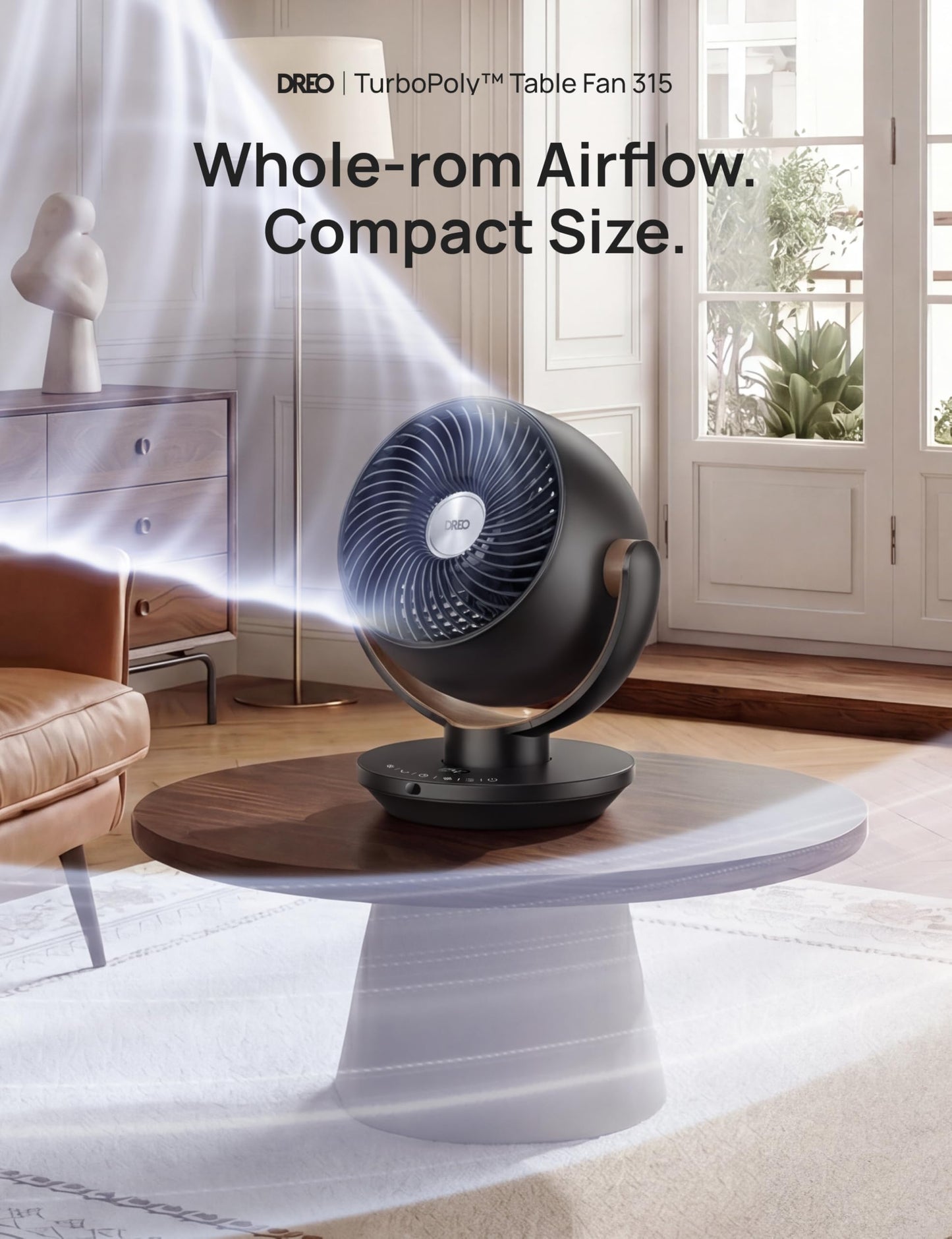 DREO Fan for Bedroom, Desk Air Circulator Fan with Remote, 11 Inch Table Fans for Whole Room, 65ft Powerful Airflow, 120° Vertical Manual +90°