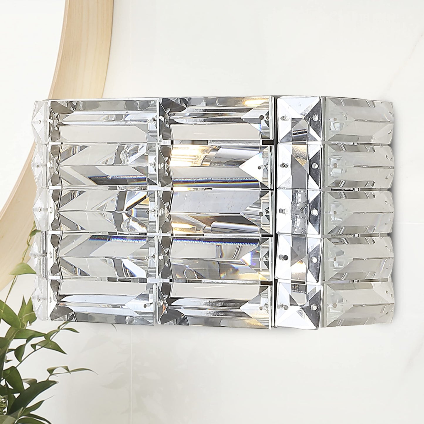 JONATHAN Y 10" Chrome Modern Crystal Vanity Light, LED Bathroom Wall Sconce, 1-Light Fixture for Mirror, Glam Lighting with Clear Crystal Shade, Art