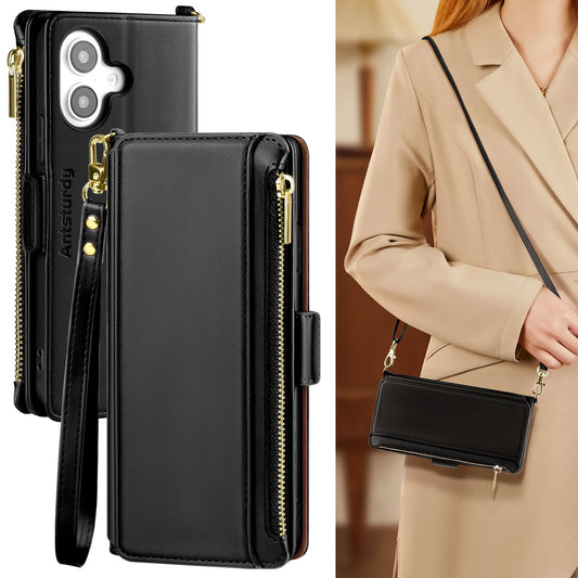 Antsturdy Compatible with Magsafe Magnetic 2 in 1 Detachable iPhone 17e / 16e Wallet Case with Credit Card Holder Slots,PU Leather Flip RFID Blocking