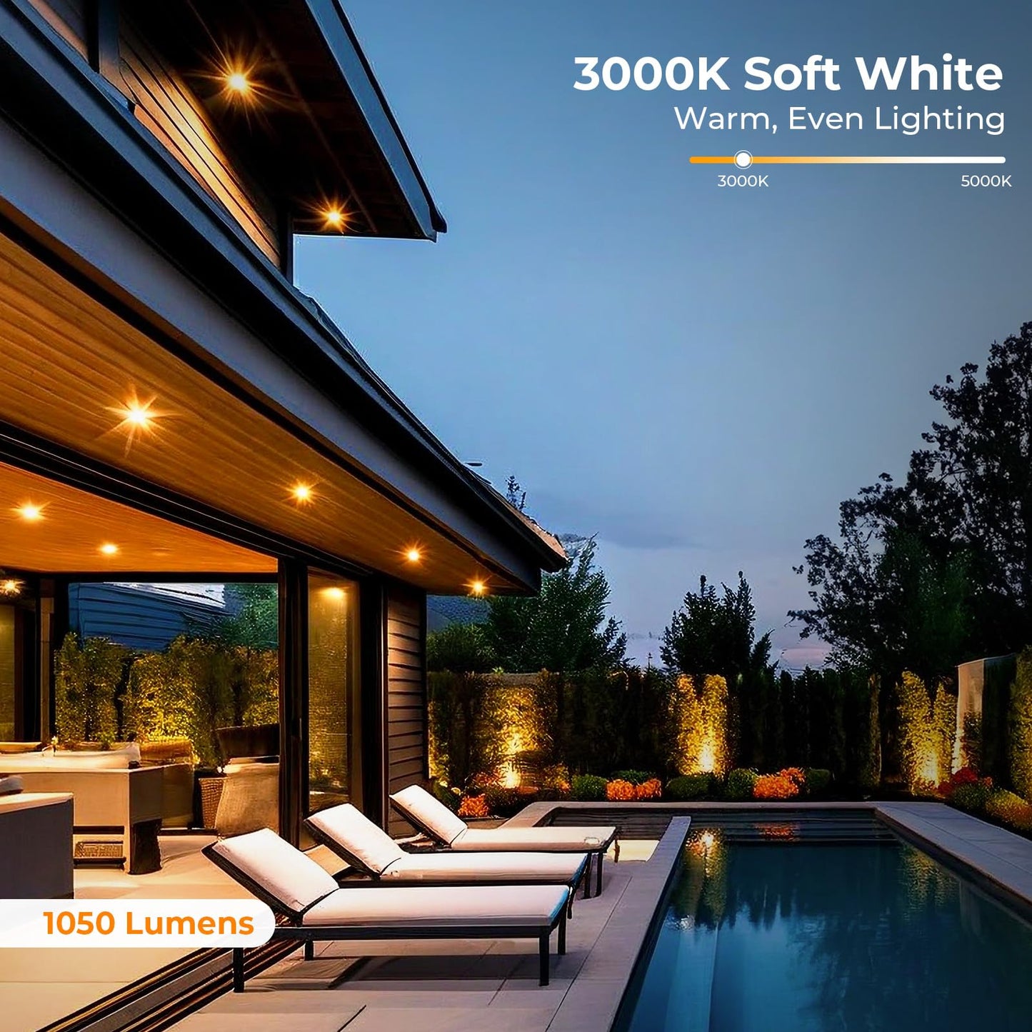 GvvooHome Soft White PAR38 LED Flood Light Bulbs Outdoor, 3000K Warm Glow, 13W, 100W Equivalent, 1050 Lumens, Dimmable Waterproof E26 Bulb for Patio