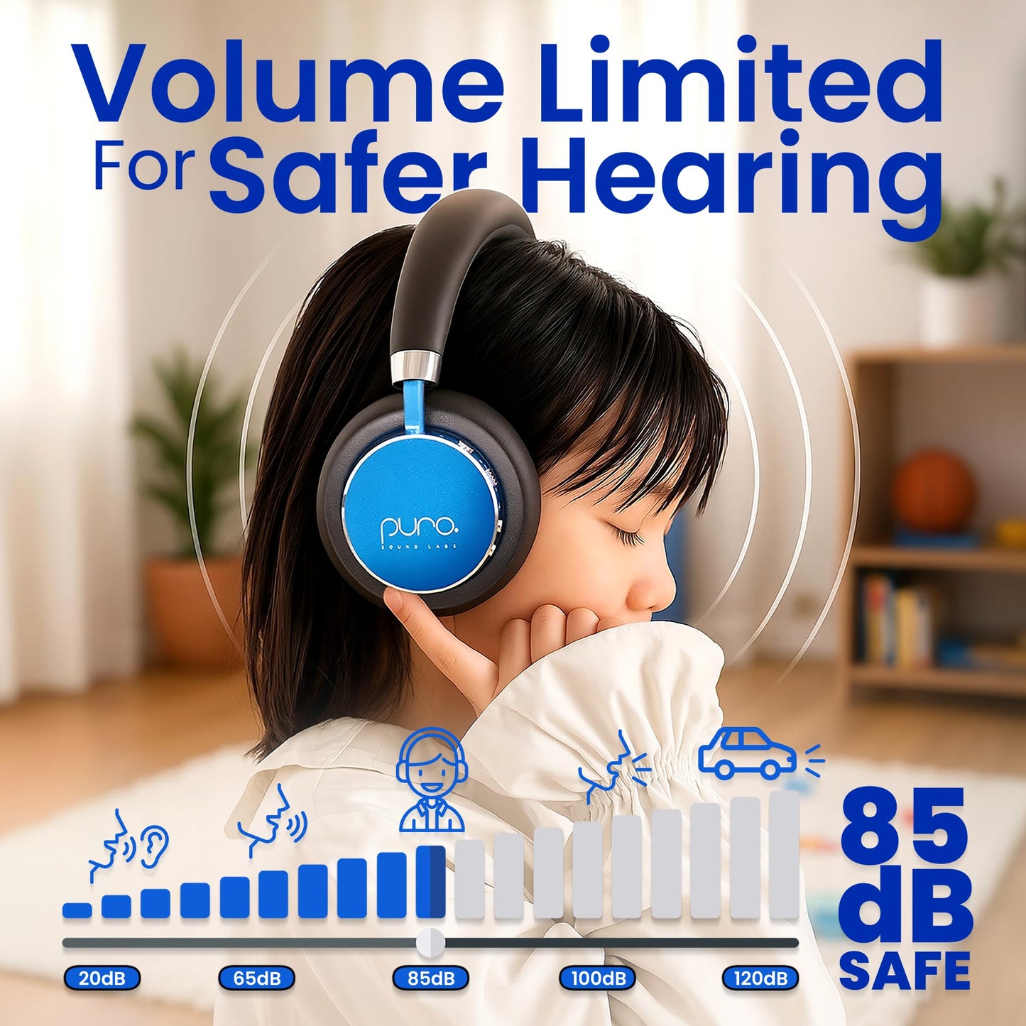 Puro Sound Labs Kids Wireless Headphones - Volume-Limiting 85dB, Built-In Mic, Studio-Grade Sound, 20-Hour Battery Life, Comfortable Fit & Easy…