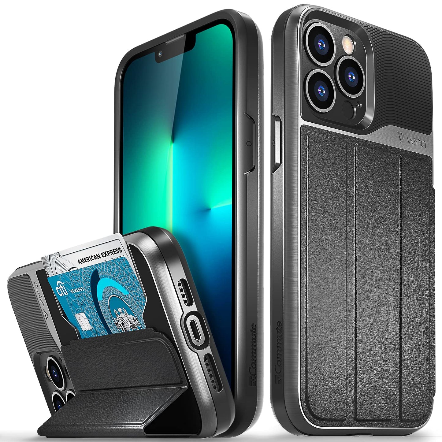 VENA Wallet Case Compatible with Apple iPhone 13 Pro Max (6.7"-inch), vCommute (Military Grade Drop Protection) Flip Leather Cover Card Slot Holder