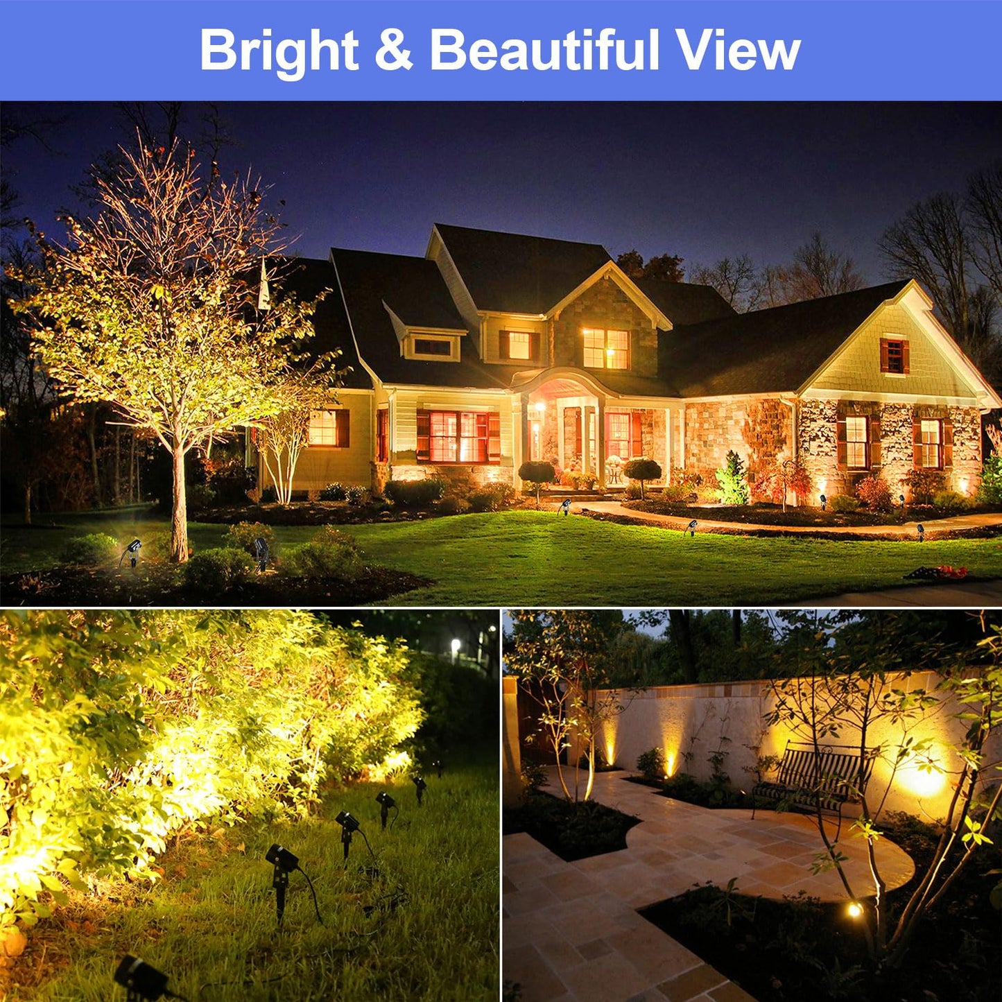 GreenClick Landscape Lighting, 3W 12V Extendable Low Voltage 6 in 1 Landscape Lights with Transformer IP65 Waterproof 1800 Lumen Outdoor Spotlight
