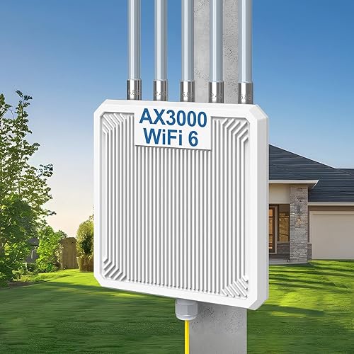 AX3000 WiFi 6 Outdoor Extender Long Range, IP67 Waterproof Wireless Access Point Signal Booster, VunLink 5G+2.4G Dual-Band WiFi Repeater, 5×8dBi