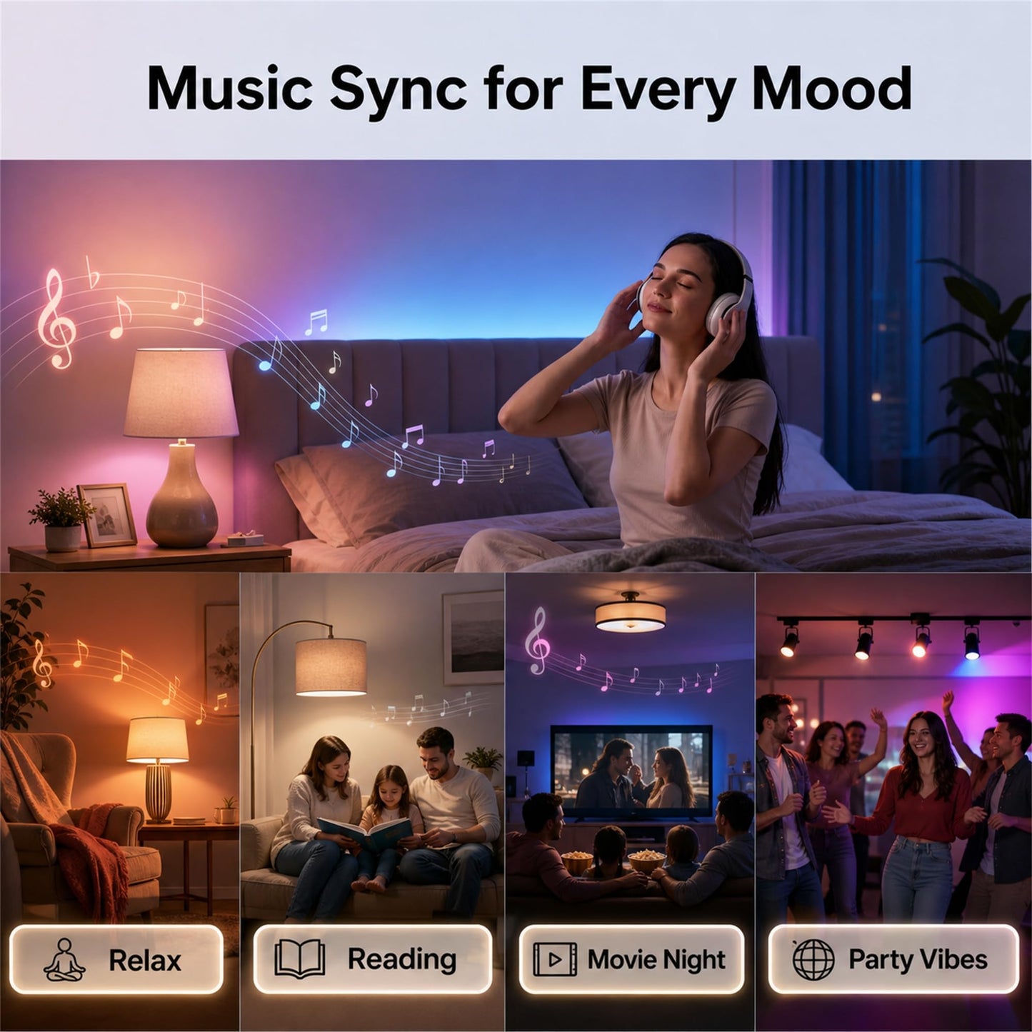 JETENCN E26 RGB Smart LED Bulb with Bluetooth Speaker, App & Remote