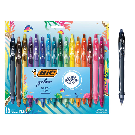BIC Gelocity Quick Dry Ocean Themed Gel Pens, Medium Point (0.7 mm), School Supplies for Color-Coding Notes, Gel Pen Set for Students and Teachers