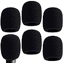 PAGOW 6 Pcs Microphone Cover, High Density Thickened Microphone Windscreens, Foam Mic covers for Most Standard Handheld Microphone (Black)