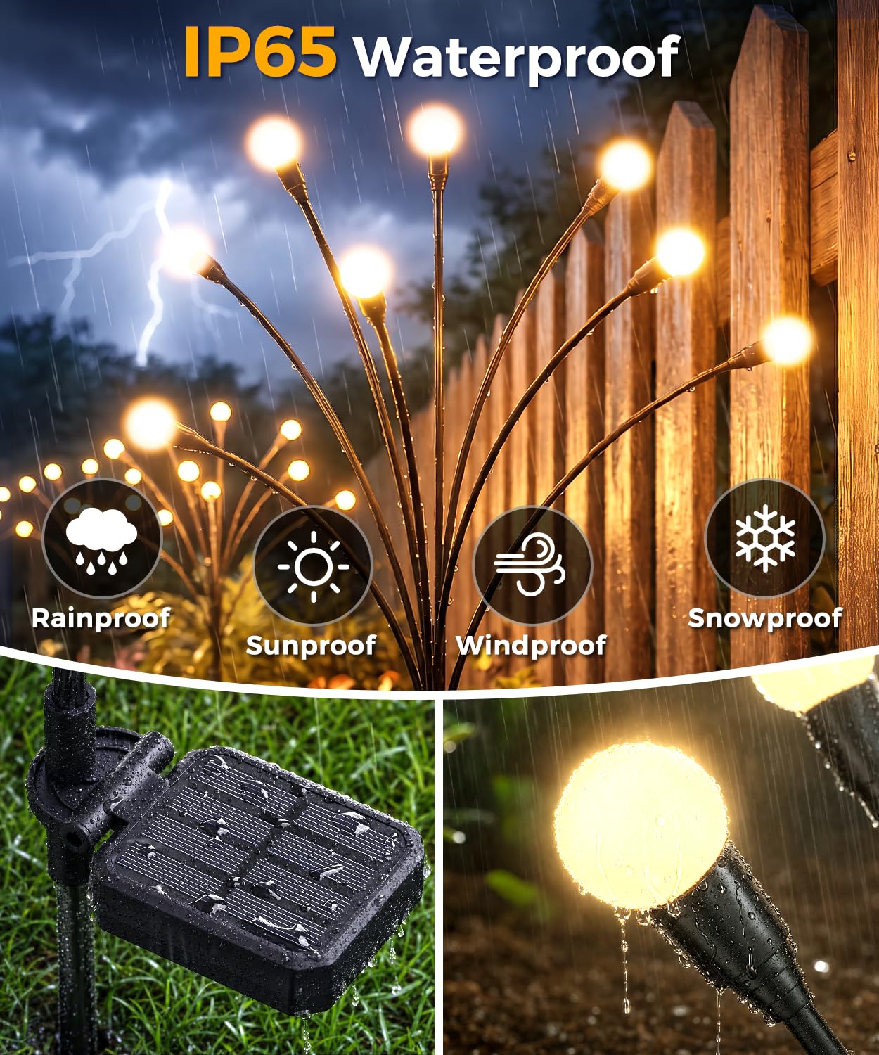 Cnuoky 6 Pack Solar Garden Lights 48 LED, Solar Lights Outdoor Waterproof IP65, Decorative Garden Lights Solar Powered for Yard Patio Pathway Decor