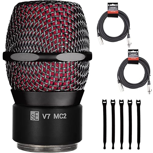sE Electronics - V7 MC2 Mic Capsule for Sennheiser Wireless - Black - Bundle with 2 XLR Cables and 5 Cable Ties