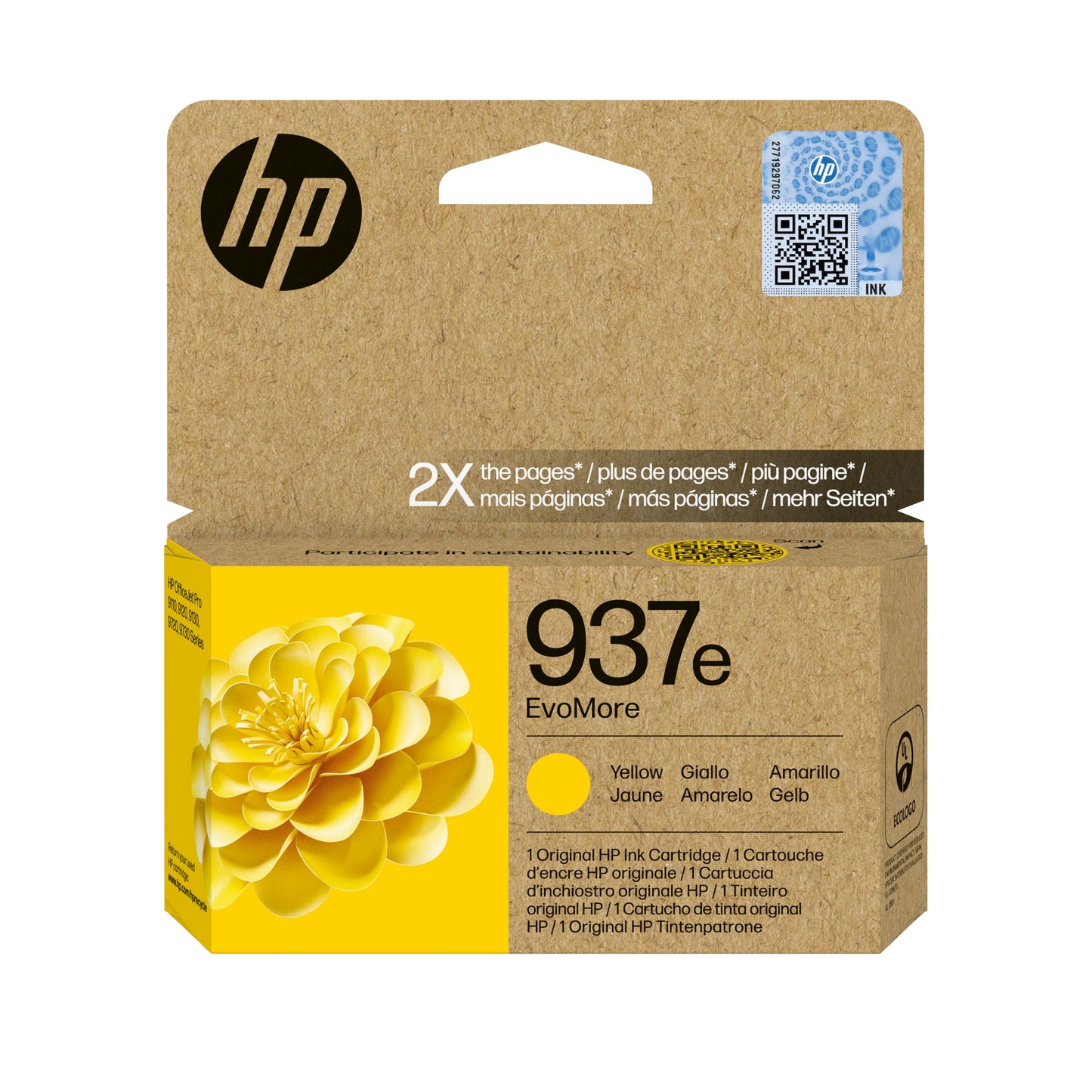 HP 937e EvoMore Yellow Original Ink Cartridge (4S6W8NE) - Works OfficeJet Pro 9110b, 9120 All-in-One, 9120b All-in-One, 9130 All-in-One, 9130b
