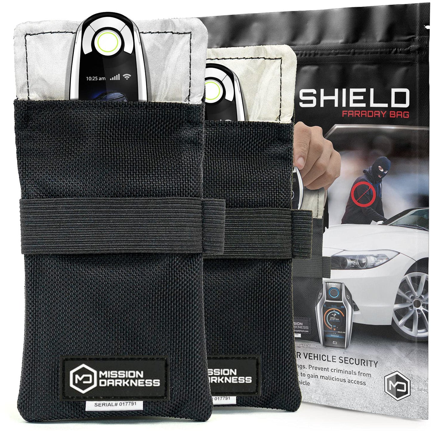 Mission Darkness Faraday Bag for Keyfobs (2-Pack) // RF Shielding Protective Case for Smart Always On Keys Fobs Transmitters Small Electronics Vehicle