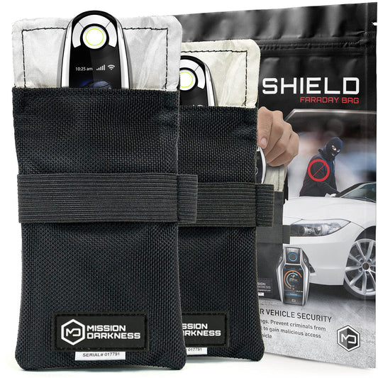 Mission Darkness Faraday Bag for Keyfobs (2-Pack) // RF Shielding Protective Case for Smart Always On Keys Fobs Transmitters Small Electronics Vehicle