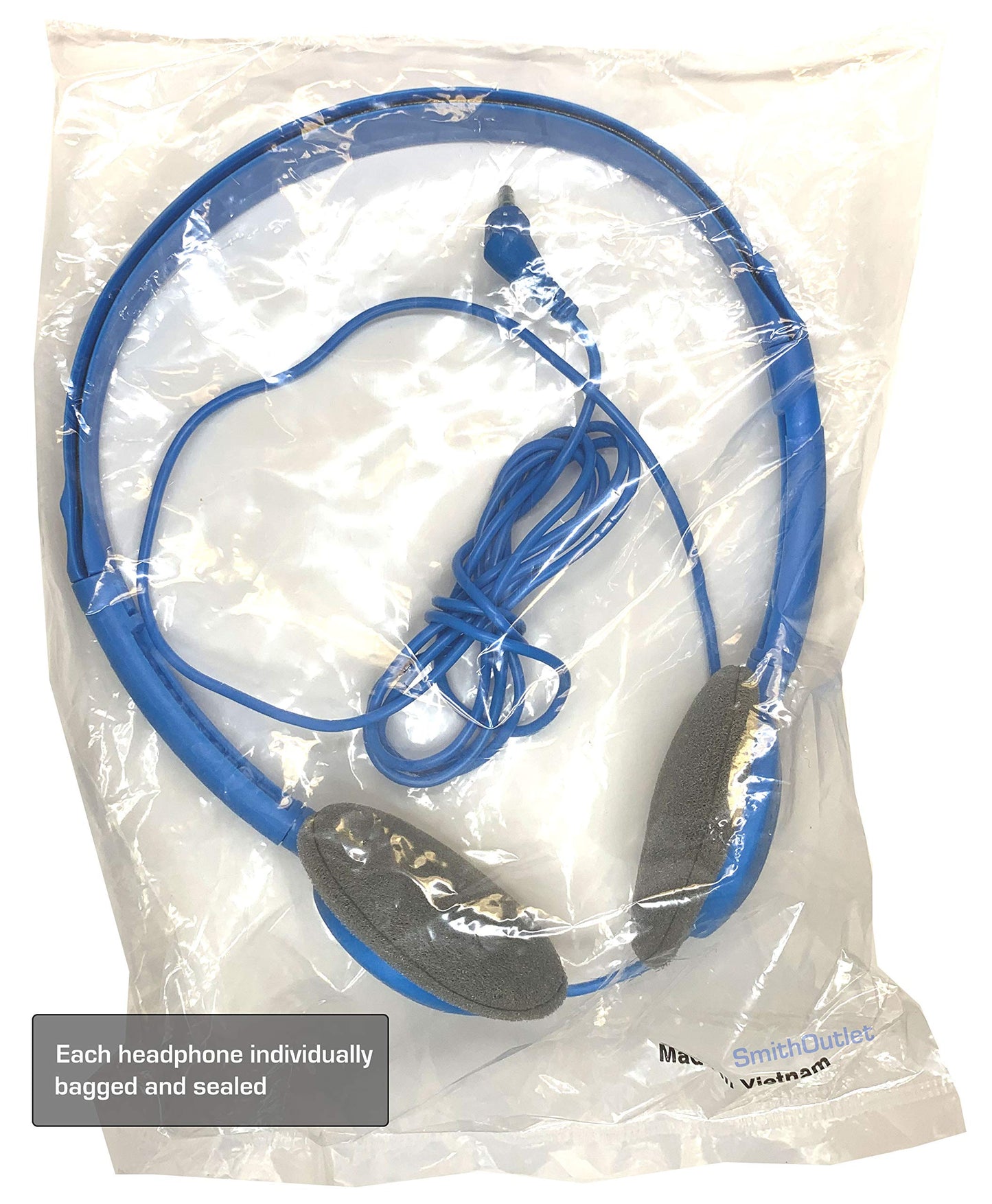 SmithOutlet 100 Pack Classroom Headphones in Bulk | Model SG-ID19-100 | Wired 3.5 MM Jack Connectivity | Color Blue | Ideal for Schools, Classrooms…