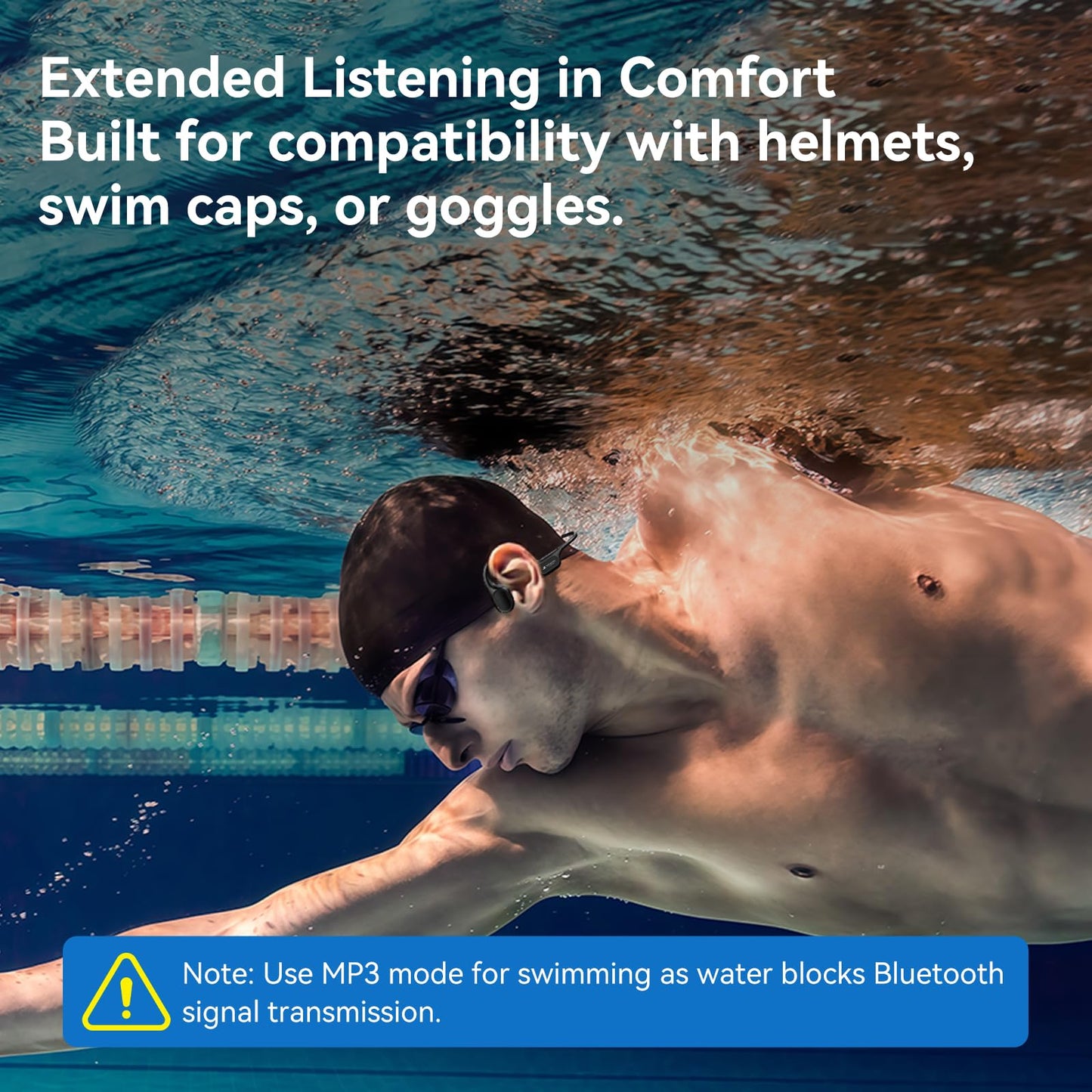 Hostena Swimming Headphones IP68 Waterproof, Open Ear Bone Conduction Underwater Headphones Bluetooth 5.4& MP3 with 32GB Memory Card…