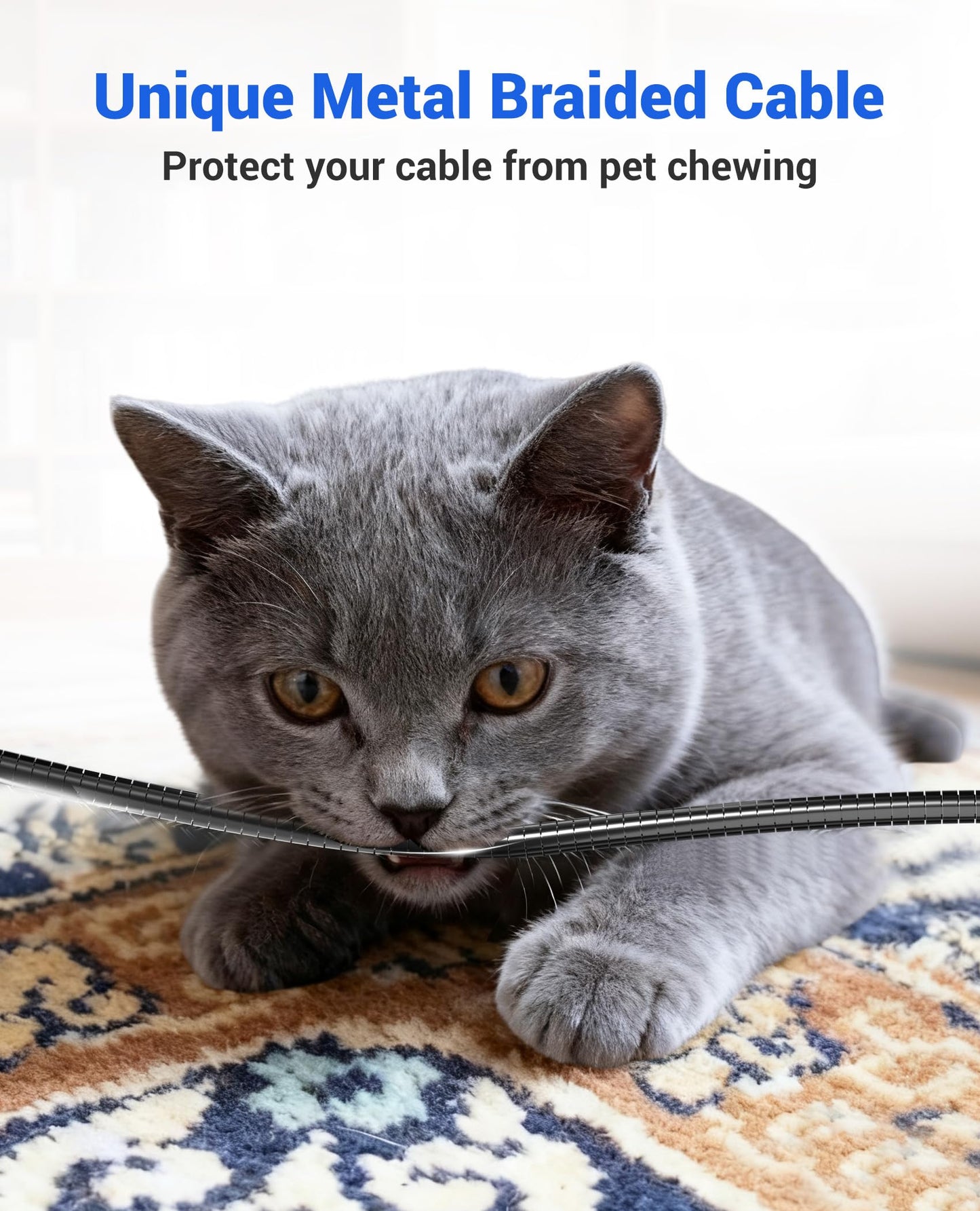 6.6Ft Metal Lightning Cable Chew Proof iPhone Charger Cord - MFi Heavy Duty Metal Braided iPhone Charger Dog Cat Proof Cord with 3A Fast Charging…