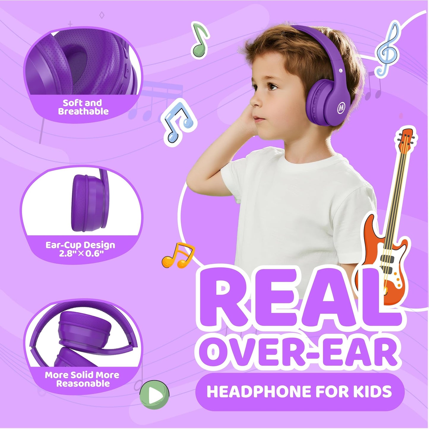 Mokata Headphones Kids Bluetooth 5.4 Wireless Play Time 68H Safe Volume Limit 85/94dB Over-Ear Foldable Headset,Fast Charging,with Aux Cord Built-in…