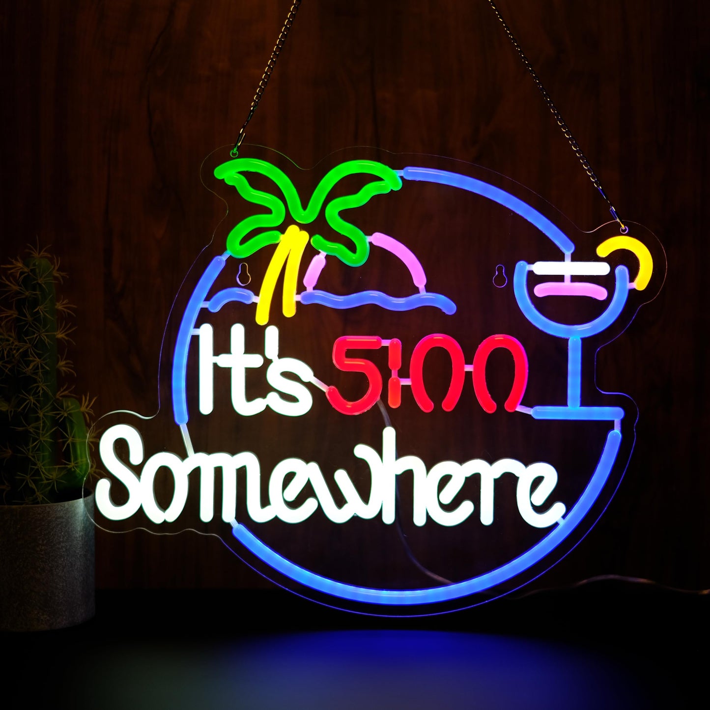 Its 5 00 O'clock Some Where Neon Sign Night light for Bar Club Bedroom Hotel Pub Cafe Wedding Birthday Party Gifts