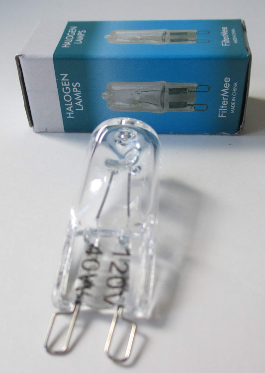 2 Halogen Light Bulbs Replacement G9 Base 120V 40W Looped Pins (9mm Between pins) Clear FilterMee Brand for Whirlpool Kitchenaid Maytag 26QBP1129