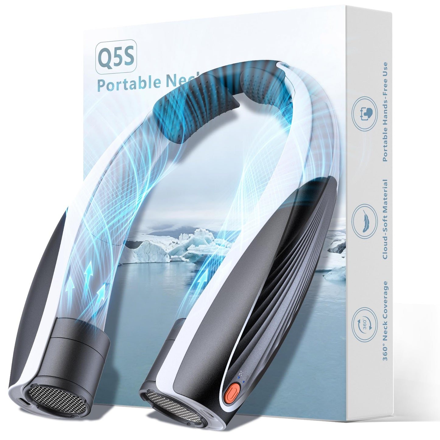 Kesguar Portable Neck Fan, 20H RunTime Cooling Fan, 6 Speeds 360° Airflow Personal Fan, Rechargeable Hands Free with 6000mAh Battery Wearable Fan