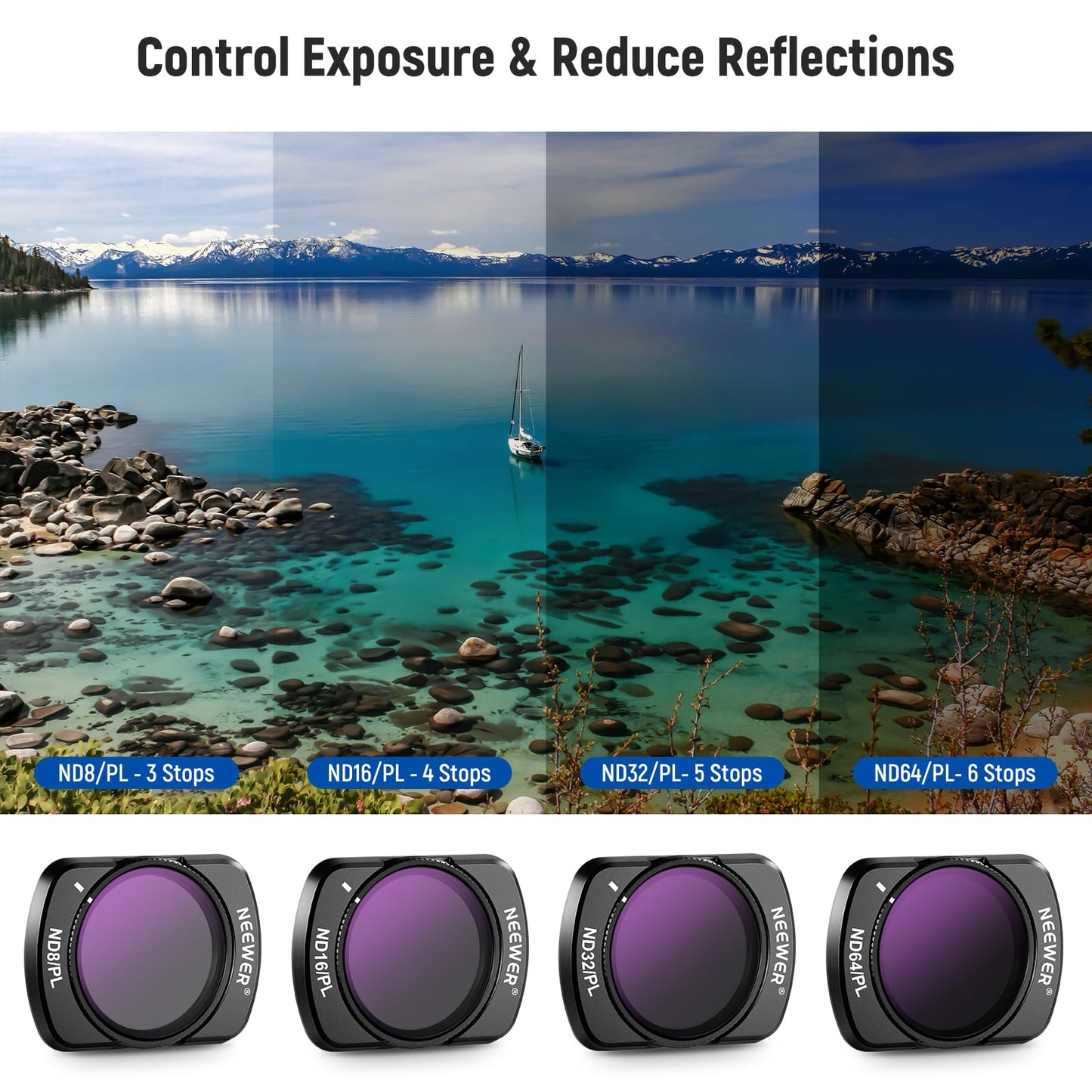 NEEWER Magnetic ND & CPL & Effect Filter Set Compatible with DJI OSMO Pocket 3, 14 Pack CPL ND8/16/32/64/128/256/1000 ND8/PL ND16/PL ND32/PL ND64/PL