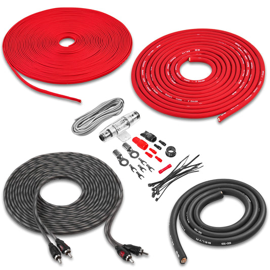 Belva True 4 Gauge AWG Premium CCA Complete 2-Channel Amplifier Wiring Kit with RCA Cable - BAK42 Red