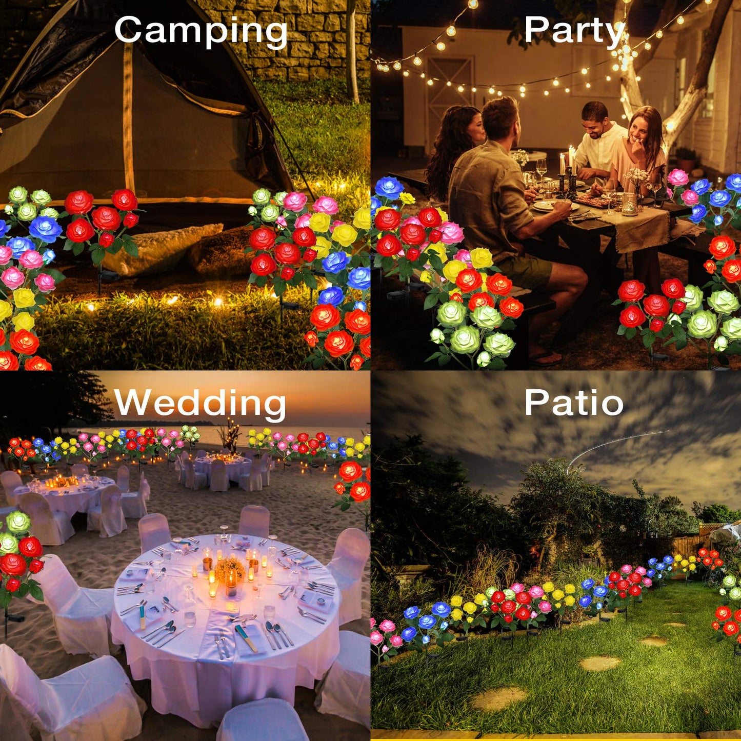 TYNLED Outdoor Solar Garden Stake Lights,Upgraded LED Solar Powered Light with 6 Rose Flowers, Waterproof Solar Decorative Lights for Patio Pathway