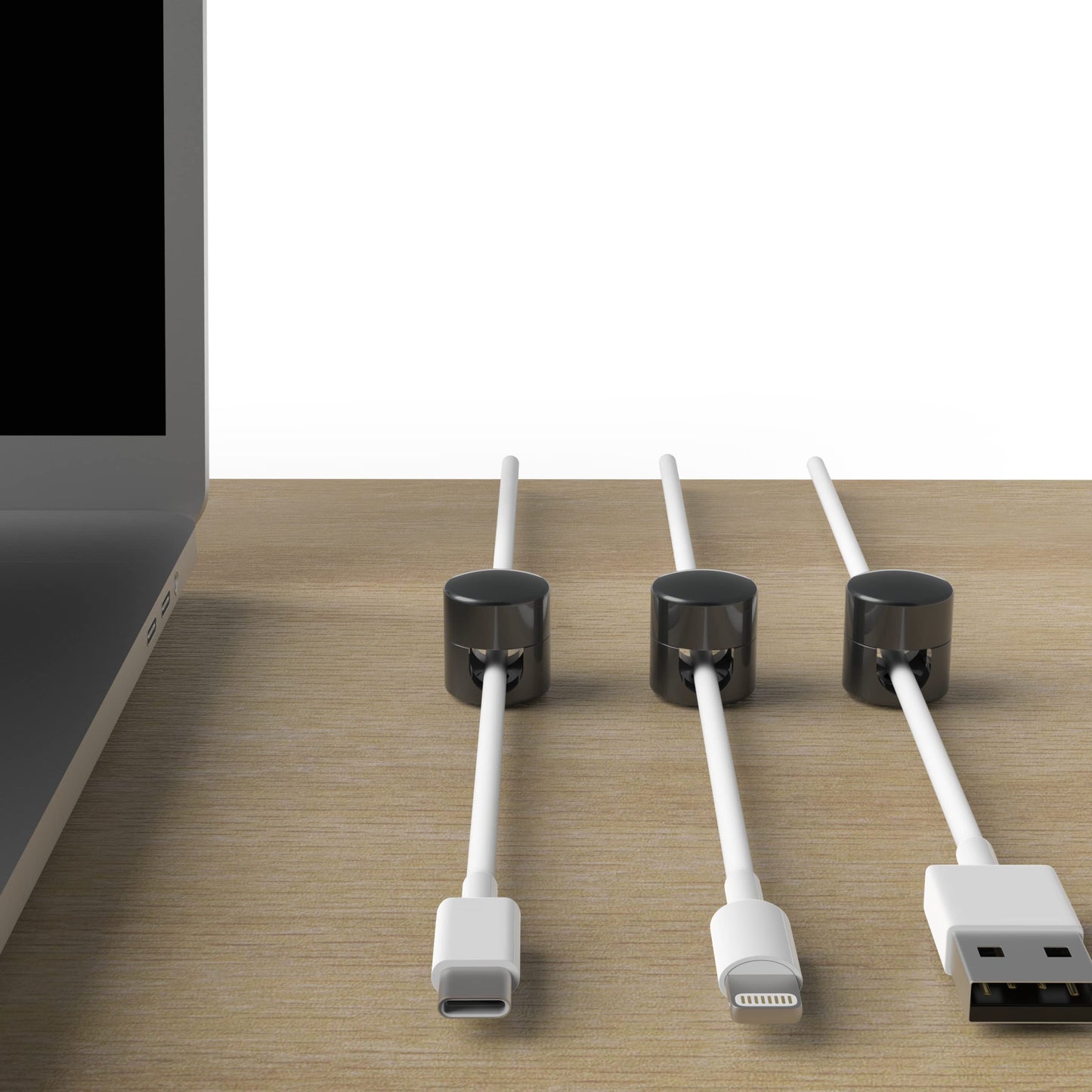ICONIT Cable Anchors for Desk Organization Gun Metal | Premium Aluminum Cord Organizers | Charger + Cable Management Clips for Home & Office |