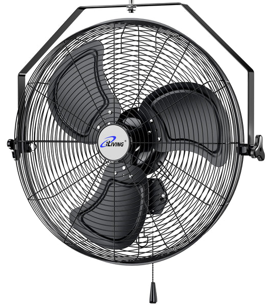 iLiving 20 Inch Industrial Wall Mount Fan, 4750 CFM High Velocity, Outdoor Rated, 3-Speed, UL Listed for Garage, Patio, Warehouse, Barn,