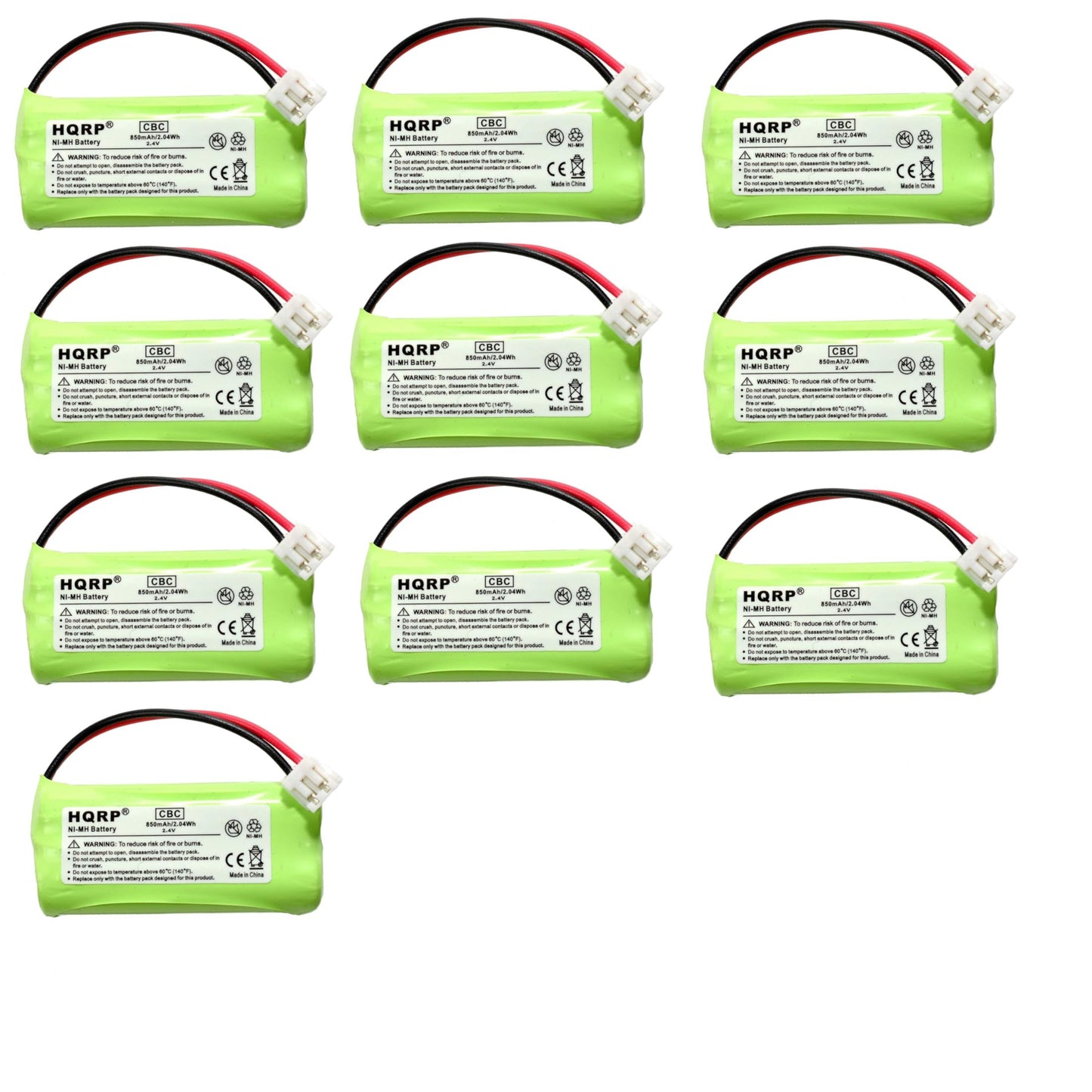 HQRP 10-Pack Cordless Phone Battery Compatible with VTECH BT183348 BT283348 89-1326-00-00 89-1300-00-00 8913260000 89-1300-01-00 89-1330-01-00