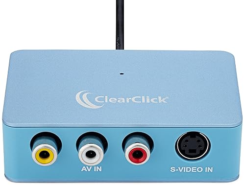 ClearClick Video to USB Lite - USB Audio Video Capture Device - Input AV, RCA, S-Video, VCR, VHS, Camcorder, Video8, Hi8, DVD, Retro Gaming Systems
