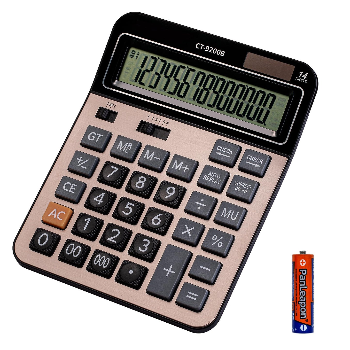HIHUHEN Large Computer Electronic Calculator Counter Solar & Battery Power 14 Digit Display Multi-Functional Big Button for Business Office School