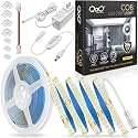 QooWare White COB LED Strip Lights, 16.4ft Dimmable 6500K LED Light Strip Daylight White, 910 LEDs 24V Flexible Led Lights for Bedroom, Kitchen, Under