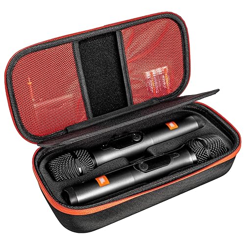 fzbinglu Wireless Microphone Case Compatible with JBL Wireless Two Microphone System, Handheld Dual Mic Travel Bag for Singing or Karaoke for