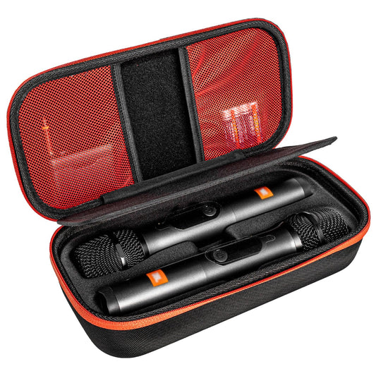 fzbinglu Wireless Microphone Case Compatible with JBL Wireless Two Microphone System, Handheld Dual Mic Travel Bag for Singing or Karaoke for
