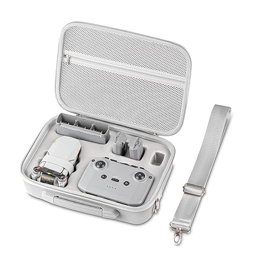 DFTIM Mini 4K/2 SE/2 Fly More Combo Carrying Case, Portable Leather PU Case with Shoulder Strap, Drone Body Hard Shell Storage Bag Compatible for DJI
